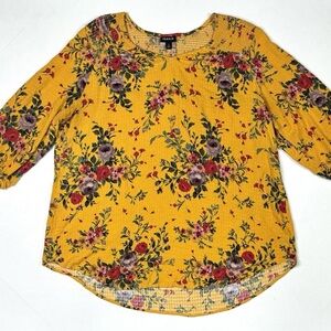 Torrid Yellow Floral Blouse